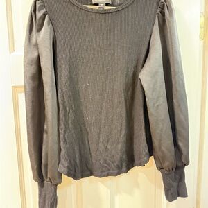 Black Ribbed Long Sleeve Top